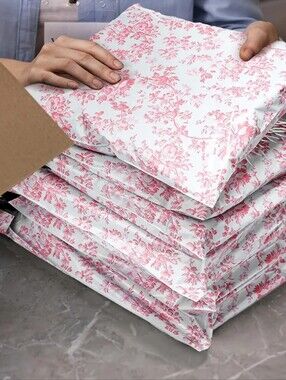 Floral Pink Poly Msilers (50)